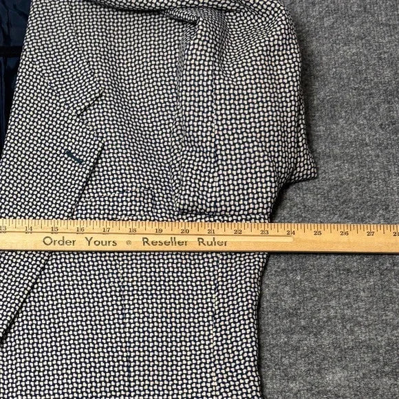 Luigi Botto Mens Virgin Wool Blend Blazer Navy Cream Micro Pattern Italy 42 L